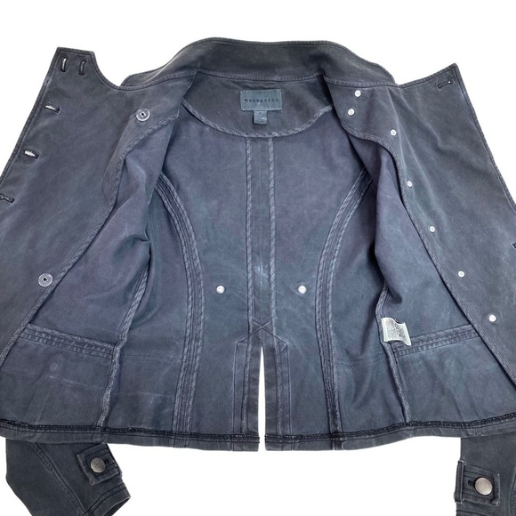 MARRAKECH Anthropologie Nadia Double Breasted Military Moto Jacket in Gray Sz XS - Picture 4 of 9